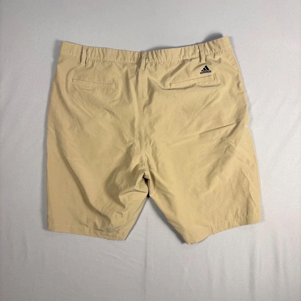 Adidas Golf Shorts Mens 40 Tan Khaki Performance Flat Front Athletic Casual